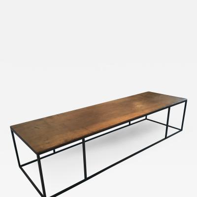 Axel Vervoordt Antique Walnut Wood Coffee Table with Iron Base