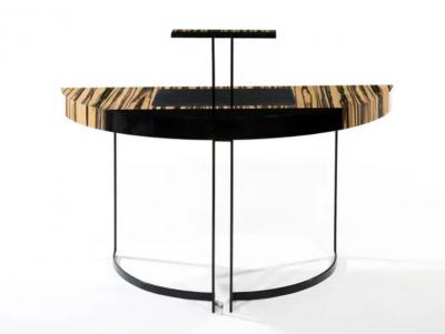 Aymeric Lefort 21st Century Desk Wight Ebony and Black Leather with Metal Leg by Aymeric Lefort