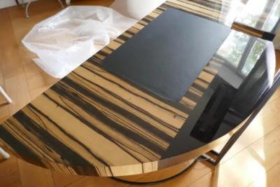 Aymeric Lefort 21st Century Desk Wight Ebony and Black Leather with Metal Leg by Aymeric Lefort