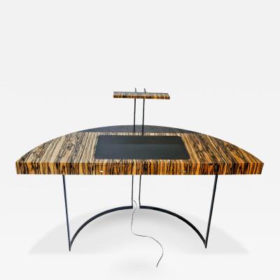Aymeric Lefort 21st Century Desk Wight Ebony and Black Leather with Metal Leg by Aymeric Lefort