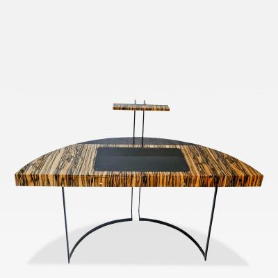 Aymeric Lefort 21st Century Desk Wight Ebony and Black Leather with Metal Leg by Aymeric Lefort