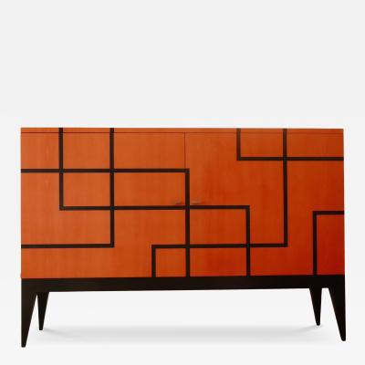 Aymeric Lefort Buffet Filets in Hermes Orange Feu Black Marquetery by Aymeric Lefort