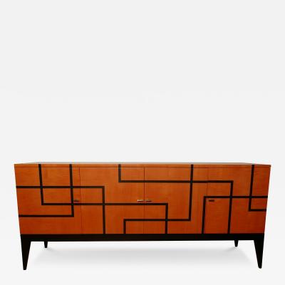Aymeric Lefort Buffet Filets in Hermes Orange and Black Sycamore Marquetery by Aymeric Lefort