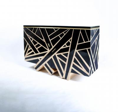Aymeric Lefort Buffet Lignes in pear and holly Marquetry by Aymeric Lefort