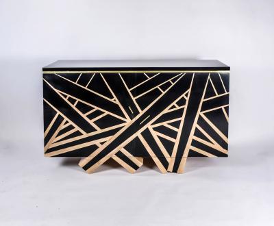 Aymeric Lefort Buffet Lignes in pear and holly Marquetry by Aymeric Lefort