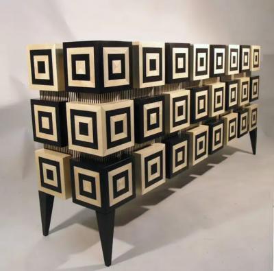 Aymeric Lefort Buffet Ondulation Grand Modele in Black and White Sycomore by Aymeric Lefort