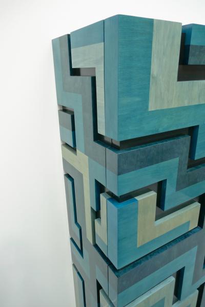 Aymeric Lefort Cabinet Labyrinthe in Bleu and Grey Tinted Charm