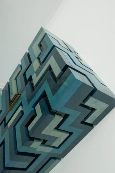 Aymeric Lefort Cabinet Labyrinthe in Bleu and Grey Tinted Charm by Aymeric Lefort