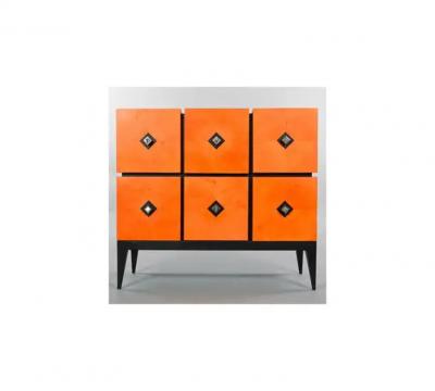 Aymeric Lefort Chest of Drawers Losange in Orange Tinted Sycomore Open Is Tow Drawers