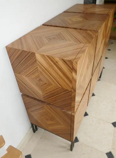 Aymeric Lefort Chest of Drawers Losange in Zebrano Open Is Tow Drawers