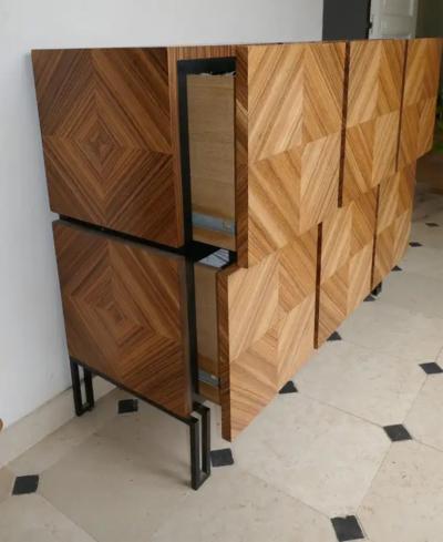 Aymeric Lefort Chest of Drawers Losange in Zebrano Open Is Tow Drawers