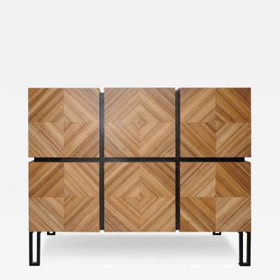 Aymeric Lefort Chest of Drawers Losange in Zebrano Open in Tow Drawers