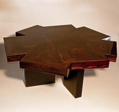 Aymeric Lefort Coffee Table Cubes en Rond in Ziricote Wood Marketery by Aymeric Lefort