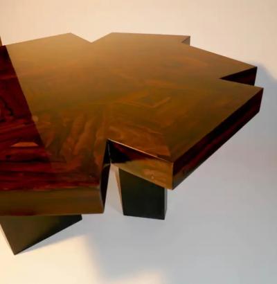 Aymeric Lefort Coffee Table Cubes en Rond in Ziricote Wood Marketery by Aymeric Lefort