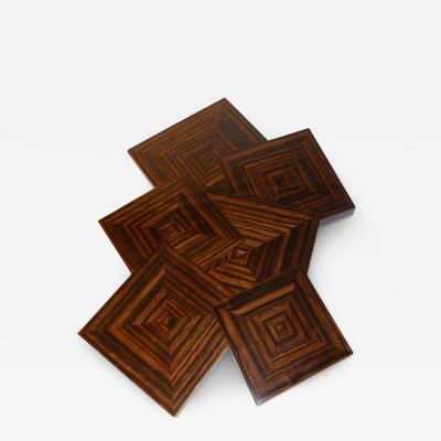 Aymeric Lefort Coffee Table Cubes in Macassar Ebony Wood Marquetery by Aymeric Lefort