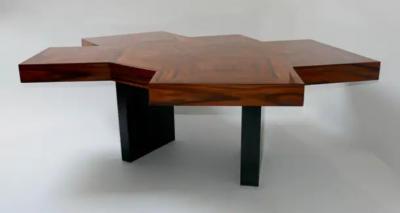 Aymeric Lefort Coffee Table Fusion in Marquetery of Santos Wood by Aymeric Lefort
