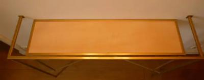 Aymeric Lefort Console in Gold Bronze Brass Patina with One Sycamore Shelve by Aymeric Lefort