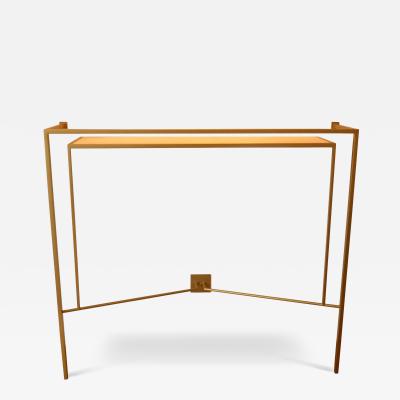 Aymeric Lefort Console in Gold Bronze Brass Patina with One Sycamore Shelve by Aymeric Lefort
