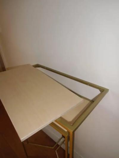 Aymeric Lefort Console in Gold Bronze Patina with tow Sycamore Shelves by Aymeric Lefort