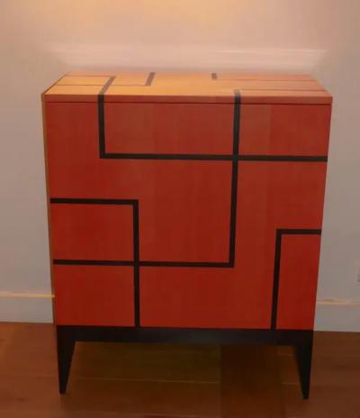 Aymeric Lefort New Buffet in Hermes Orange and Black Sycamore Marquetry by Aymeric Lefort