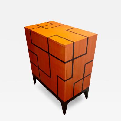 Aymeric Lefort New Buffet in Hermes Orange and Black Sycamore Marquetry by Aymeric Lefort