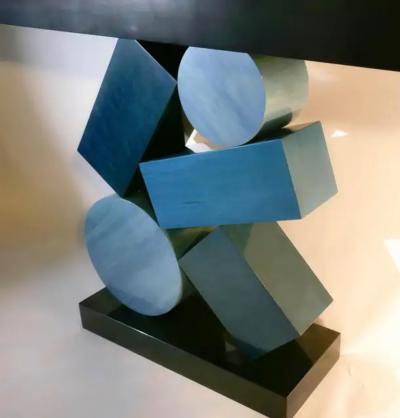 Aymeric Lefort New Custom Made Console in Blue and Black Tinded Marquetry By Aymeric Lefort