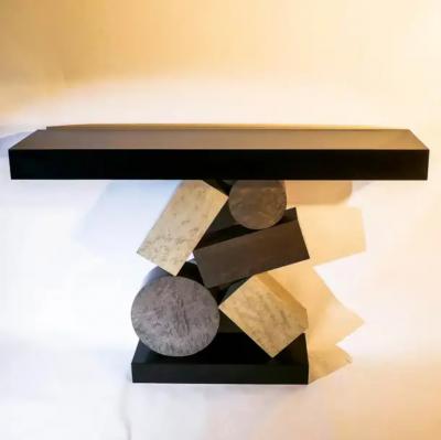Aymeric Lefort New Custom Made Console in grey and Black Tinded Marquetry By Aymeric Lefort