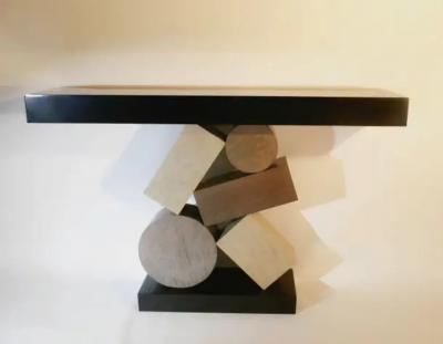 Aymeric Lefort New Custom Made Console in grey and Black Tinded Marquetry By Aymeric Lefort