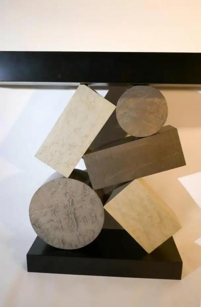 Aymeric Lefort New Custom Made Console in grey and Black Tinded Marquetry By Aymeric Lefort