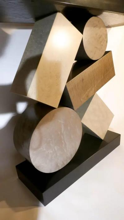 Aymeric Lefort New Custom Made Console in grey and Black Tinded Marquetry By Aymeric Lefort