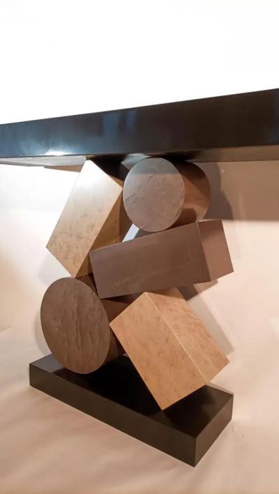 Aymeric Lefort New Custom Made Console in grey and Black Tinded Marquetry By Aymeric Lefort