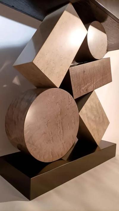 Aymeric Lefort New Custom Made Console in grey and Black Tinded Marquetry By Aymeric Lefort