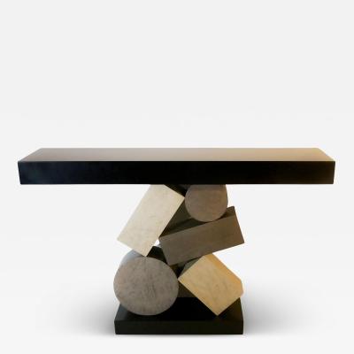 Aymeric Lefort New Custom Made Console in grey and Black Tinded Marquetry By Aymeric Lefort