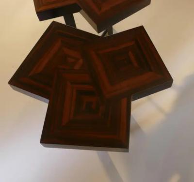 Aymeric Lefort New Darck wood Pair of Coffee Table in Macassar Ebony Marquetery