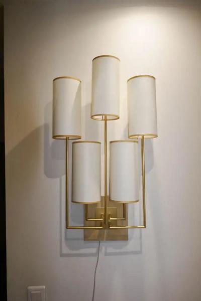 Aymeric Lefort New Gold Patina and Wood Wall Light Sconce