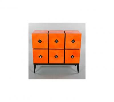 Aymeric Lefort New Orange Tinted Sycamor Chest of Drawers Made To Order Open Is Tow Drawers