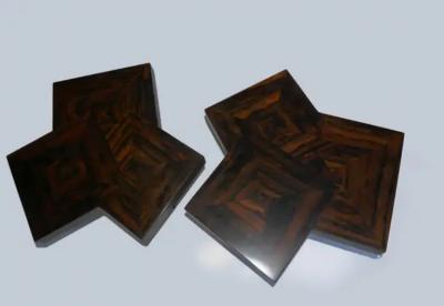 Aymeric Lefort Pair of Coffee Table Cubes in Marquetery by Aymeric Lefort