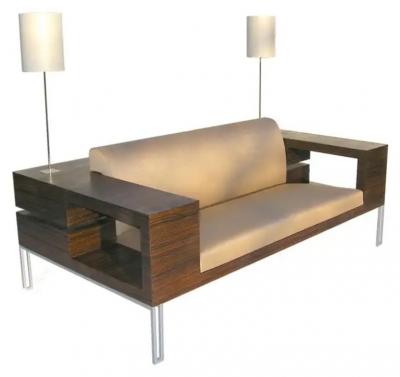 Aymeric Lefort Reflet Sofa in Ebony and Sycomore Wood Multifonctions by Aymeric Lefort