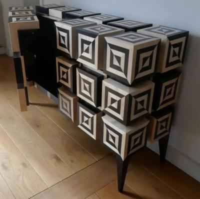 Aymeric Lefort Tow Doors Buffet Ondulation 2 Sycomore and Black Sycomore by Aymeric Lefort