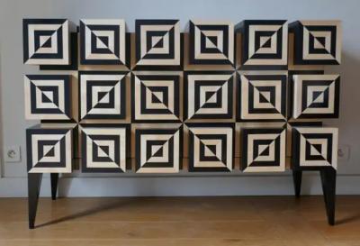 Aymeric Lefort Tow Doors Buffet Ondulation 2 Sycomore and Black Sycomore by Aymeric Lefort