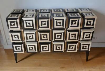 Aymeric Lefort Tow Doors Buffet Ondulation 2 Sycomore and Black Sycomore by Aymeric Lefort