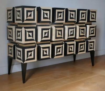 Aymeric Lefort Two Doors Buffet Ondulation 2 Sycomore and Black Sycomore by Aymeric Lefort