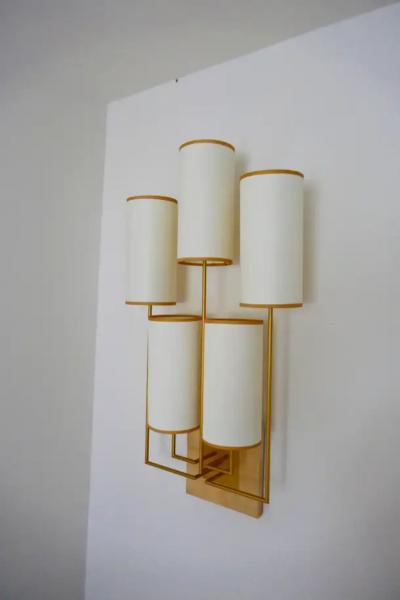 Aymeric Lefort Wall Light Sconce in Gold Patina And Chestnut Wood