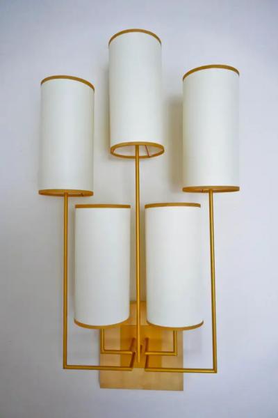 Aymeric Lefort Wall Light Sconce in Gold Patina And Chestnut Wood
