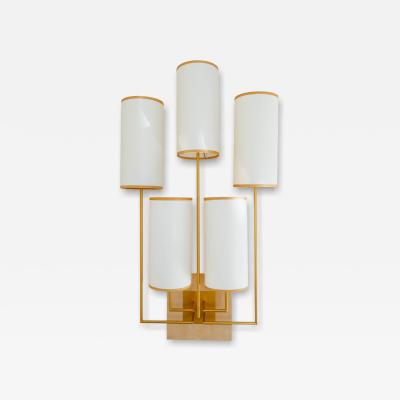 Aymeric Lefort Wall Light Sconce in Gold Patina And Chestnut Wood