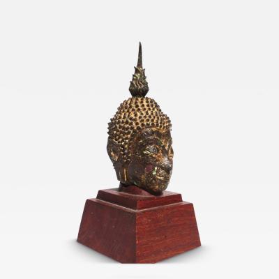 Ayutthaya Lacquered And Gilt Bronze Buddha Head 15th Century