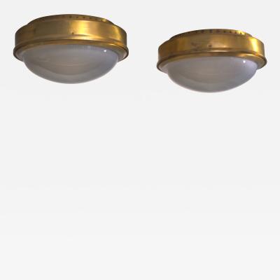Azucena Pair of Azucena brass and pressed glass flush mounts