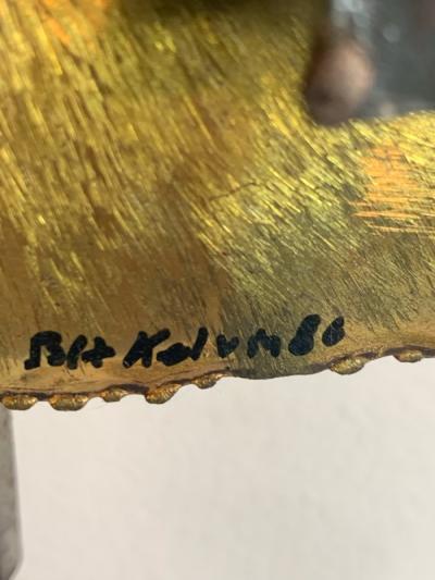 B H Kelvin SIGNED MONUMENTAL BRUTALIST MIXED METALS AND NAILS WALL SCULPTURE