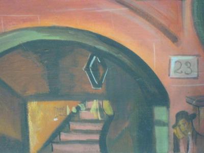 B la K d r Painting Oil Street Scene Signed Bela Kadar