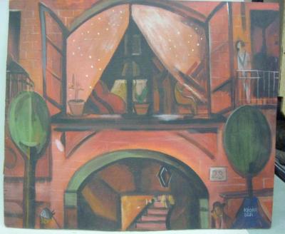 B la K d r Painting Oil Street Scene Signed Bela Kadar